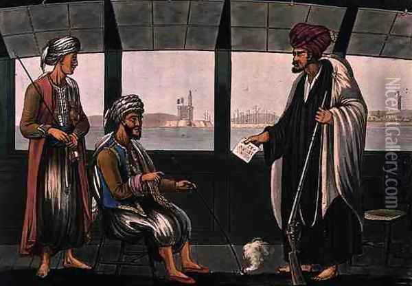 Arabs on Board the Swiftsure, engraved by Joseph Constantine Stadler (fl.1780-1812) published by I. White, London, 1801 Oil Painting - Cooper Willyams