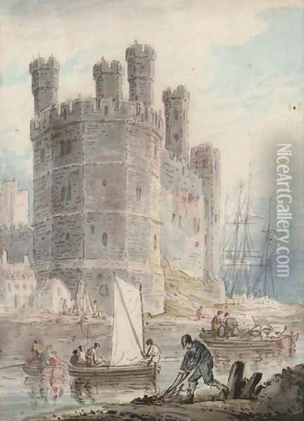 Caernarvon Castle, Wales Oil Painting - William Payne