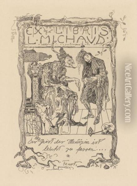 Ex Libris Louis Michaud Oil Painting - Paul Klee