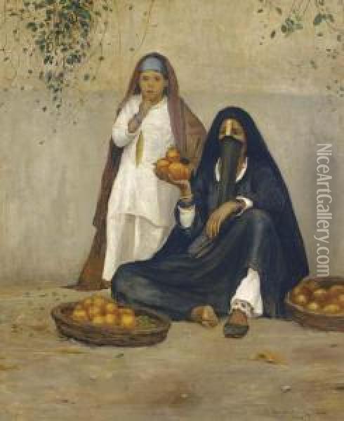 The Orange Sellers, Cairo Oil Painting - Robert Thegerstrom
