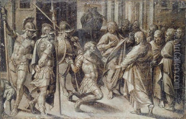 Christ And The Centurion Oil Painting - Giovanni Battista Crespi (il Cerano)