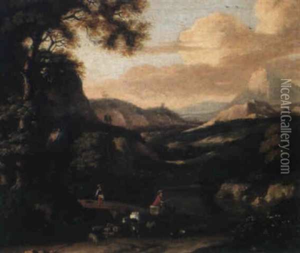 Sudliche Landschaft In Der Abendsonne Oil Painting - Abraham Jansz. Begeyn