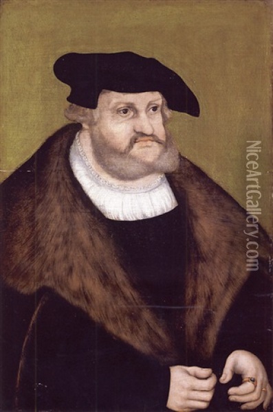 A Portrait Of The Elector Frederick The Wise In His Old Age Oil Painting - Lucas Cranach the Elder