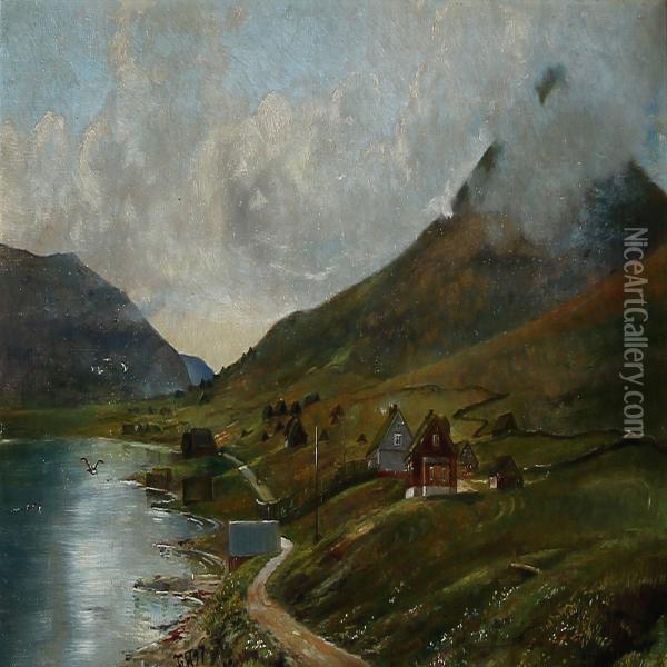 Coastal Scene From The Faroe Islands Oil Painting - Flora Heilmann