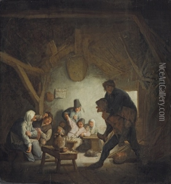 Boors Carousing In An Inn Oil Painting - Adriaen Jansz van Ostade