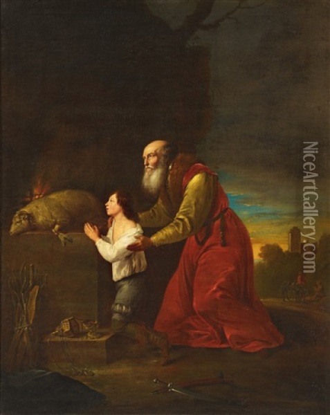 Abraham And Isaac Oil Painting - Daniel Jansz Thievaert