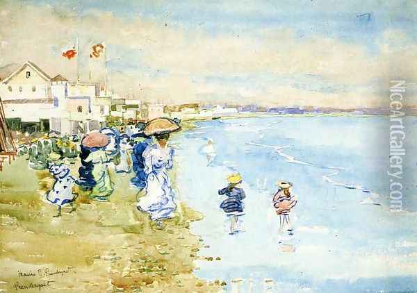 Revere Beach Boston Oil Painting - Maurice Brazil Prendergast