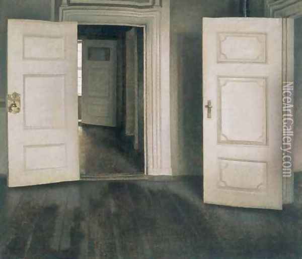 White Doors Oil Painting - Vilhelm Hammershoi