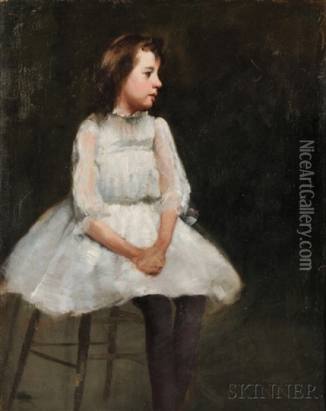 Portrait Of The Artist's Daughter Pauline Oil Painting - Joseph Rodefer DeCamp