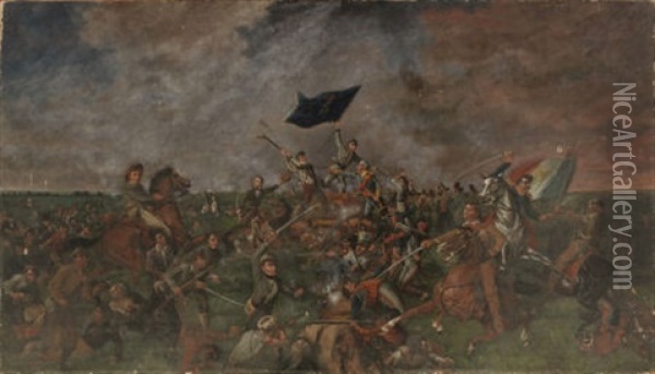 The Battle Of San Jacinto Oil Painting - Harry Arthur McArdle