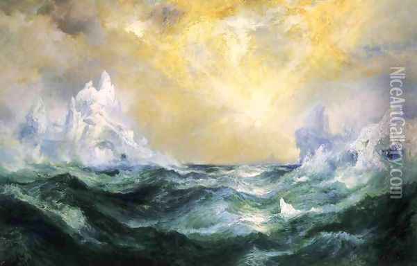 Icebergs in Mid-Atlantic Oil Painting - Thomas Moran