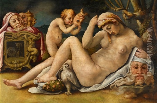 Venus And Cupid Oil Painting - Michele Tosini