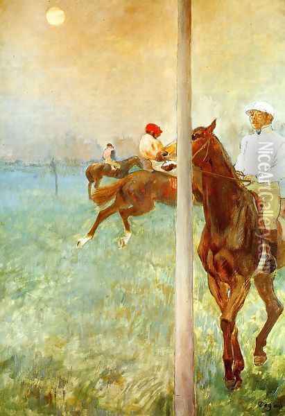 Jockeys Before the Race, c.1878-79 Oil Painting - Edgar Degas