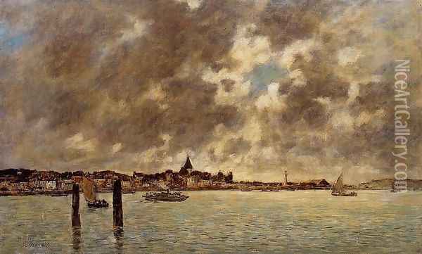 The Seine at Quilleboeuf Oil Painting - Eugene Boudin