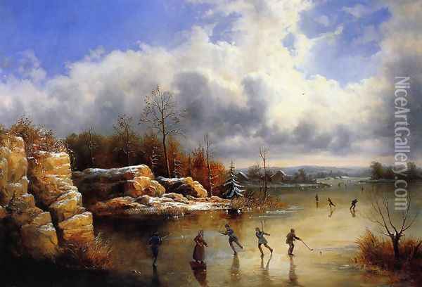 Ice Skating Oil Painting - William Charles Anthony Frerichs