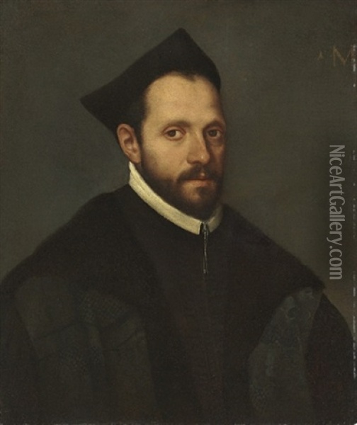Portrait Of A Cleric, Bust-length Oil Painting - Giovanni Battista Moroni