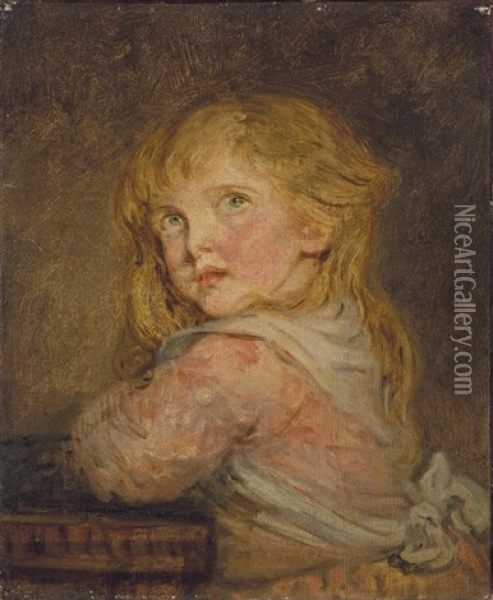 Portrait De Jeune Fille Attablee A Mi-corps Oil Painting - Jean Baptiste Greuze