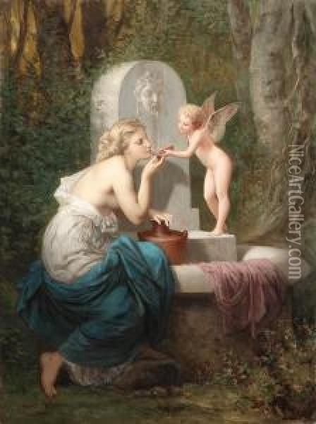 At The Fountain Oil Painting - Henri Pierre Picou