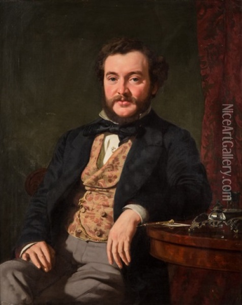 Portrait Of An Esteemed Gentleman, 1857 Oil Painting - Seymour Joseph Guy