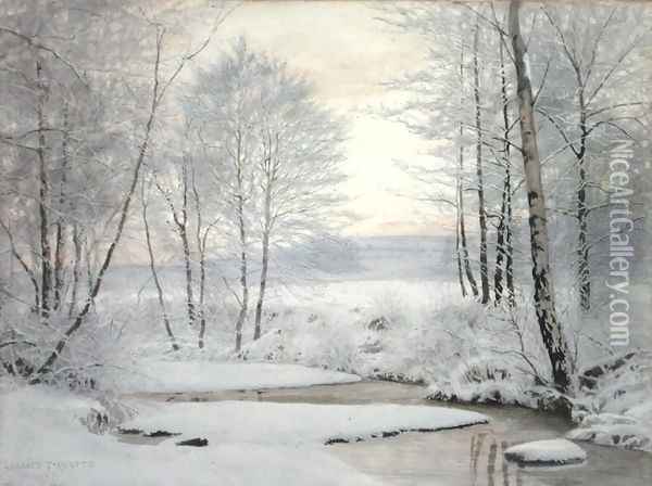 Winter Sunset Oil Painting - James Thomas Watts
