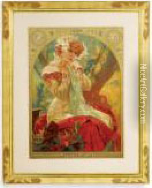 Poster For Lefevre-utile Oil Painting - Alphonse Maria Mucha
