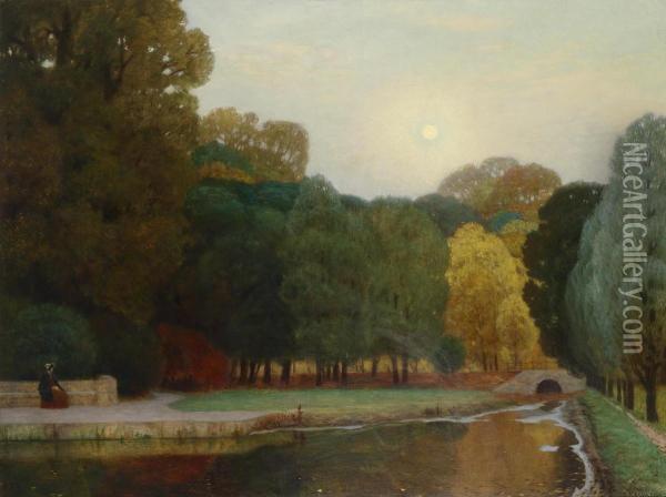 Moonrise In The Prater Oil Painting - Eduard Kasparides