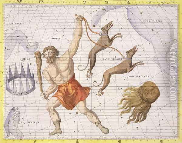 Constellation of Bootes, plate 20 from Atlas Coelestis, by John Flamsteed 1646-1710, published in 1729 Oil Painting - Sir James Thornhill