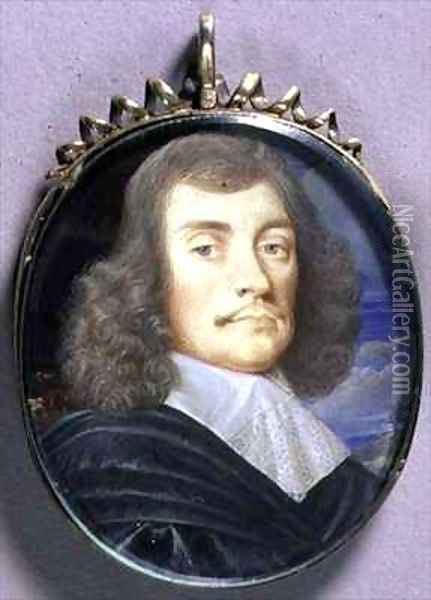Portrait Miniature of a Man possibly Sir John Wildman Oil Painting - Thomas Flatman