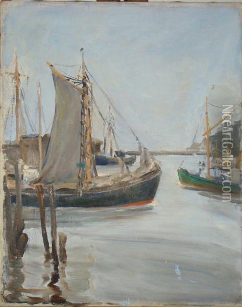 Three Sailboat Scenes Oil Painting - Alice Judson