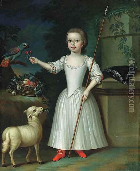 Portrait of a young girl, said to be Miss Mildred Drew Oil Painting - Bartholomew Dandridge