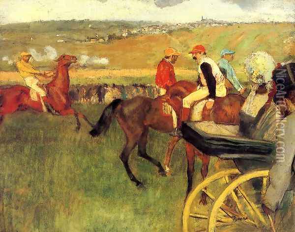 The Racecourse, Amateur Jockeys Oil Painting - Edgar Degas