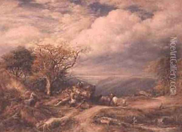 The Timber Waggon 1872 Oil Painting - John Linnell