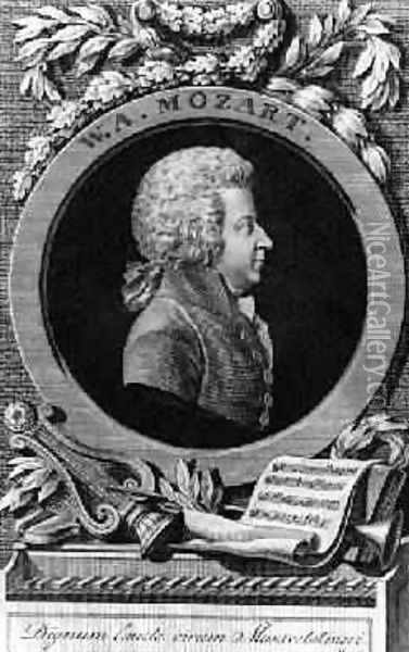 Memorial to Wolfgang Amadeus Mozart 1756-91 Austrian composer 1789 Oil Painting - Johann Georg Mansfeld