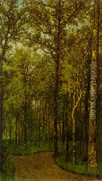 A Forest Path Oil Painting - Jean Pierre Francois Lamoriniere