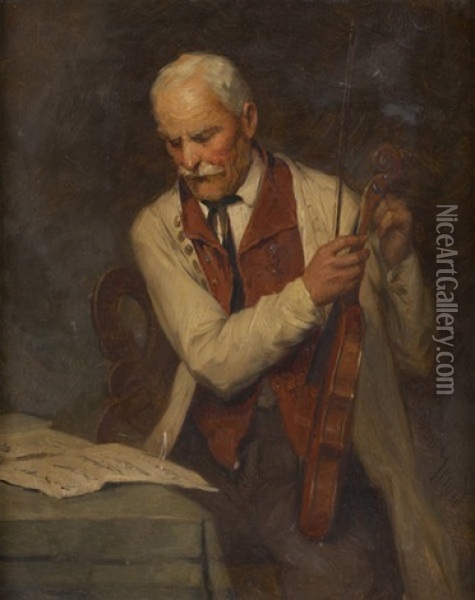 Le Violoniste Accordant Son Instrument Oil Painting - Theodore Gerard