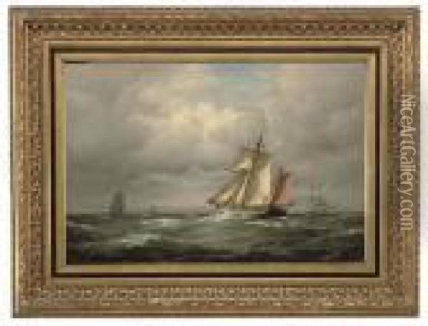 Shipping In A Swell Oil Painting - Carl Ludwig Bille