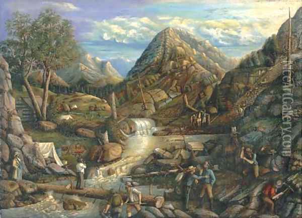 Miner's Camp, Utah Oil Painting - William James Bennett