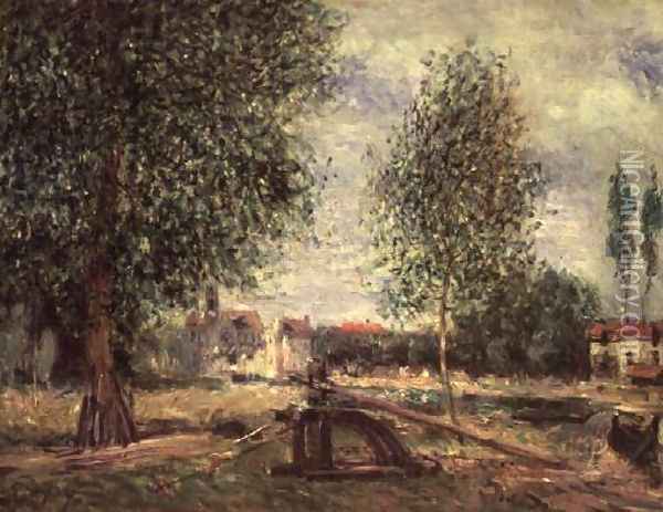 Landscape at Moret-sur-Loing Oil Painting - Alfred Sisley