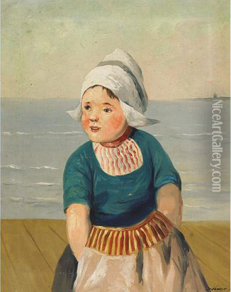 Little Girl On The Beach Oil Painting - Anders Kongsrud