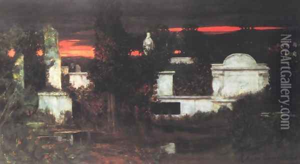 Italian Cemetery Oil Painting - Adam Chmielowski