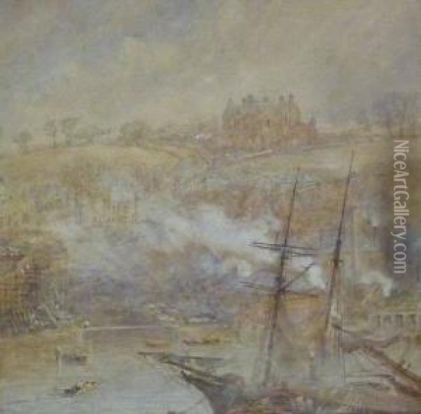 Whitby Shipyard Oil Painting - George Weatherill
