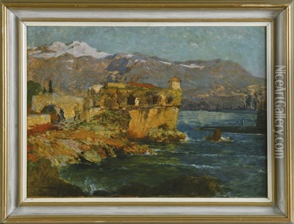 U-boot In Der Bucht Von Kotor Vor Montenegro Oil Painting - Karl Ludwig Prinz