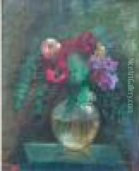 Bouquet De Fleurs Dans Un Vase Oil Painting - Abraham Weinbaum