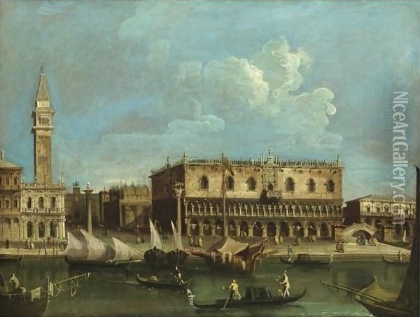 Venice, A View Of The Molo From The Bacino Di San Marco With The Doge's Palace And The Piazzetta Oil Painting - Francesco Tironi