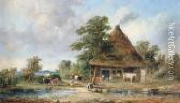 The Village Smithy Oil Painting - Alfred Vickers