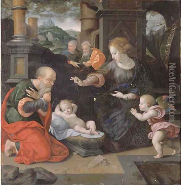 The Nativity Oil Painting - Joos Van Cleve