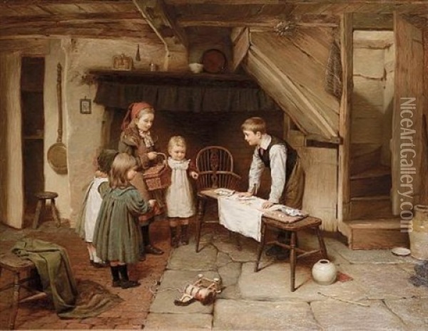 The Sweet Shop Oil Painting - Harry Brooker