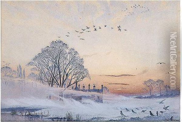 A November Dawn Oil Painting - Laurence Hilliard