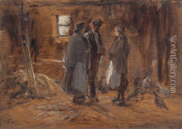 Gossiping In The Barn Oil Painting - James Humbert Craig
