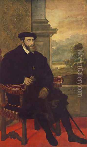 Portrait of Charles V Seated 1548 Oil Painting - Tiziano Vecellio (Titian)